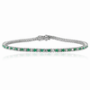 18K Gold Emerald Diamond Sleek Bracelet Thumbnail