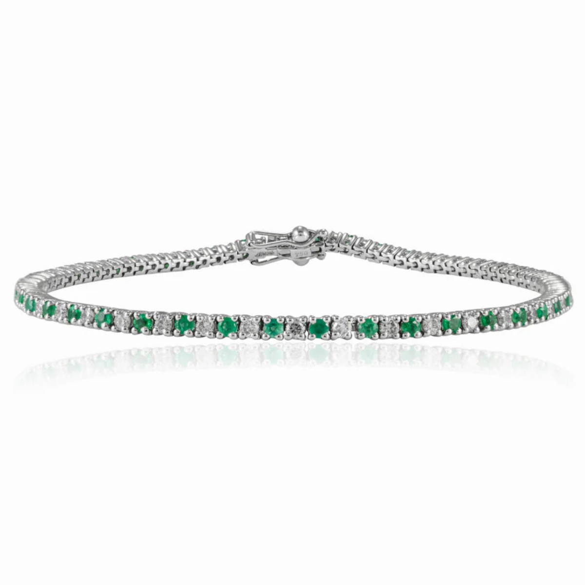 18K Gold Emerald Diamond Sleek Bracelet