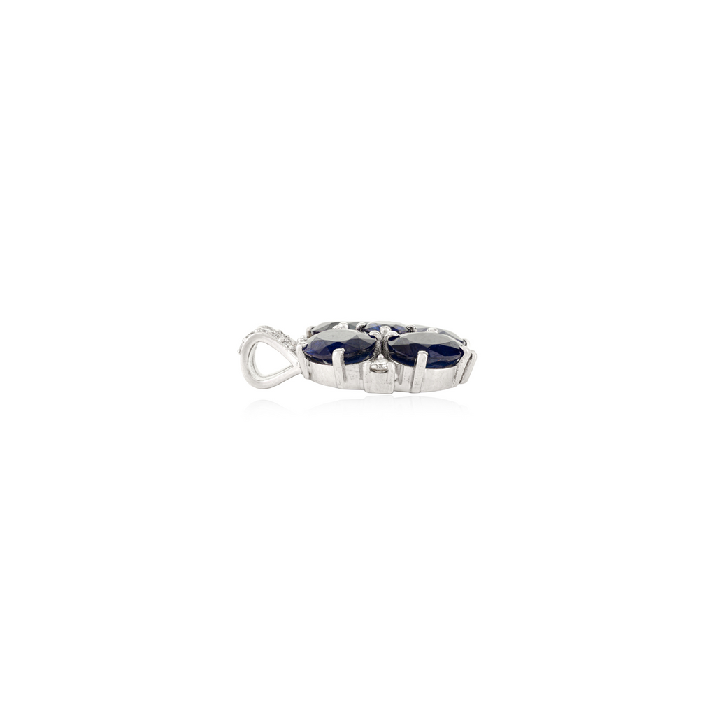 18K White Gold Blue Sapphire Midnight Bloom Pendant Image
