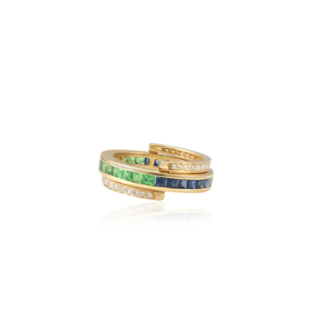 18K Emerald Sapphire Diamond Convertible Magic Ring Image