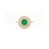 18K Yellow Gold Emerald Double Halo Diamond Ring Thumbnail