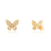14K Yellow Gold Diamond Butterfly Stud Earrings Thumbnail