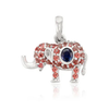 14K Solid White Gold Multi Sapphire Elephant Pendant Thumbnail