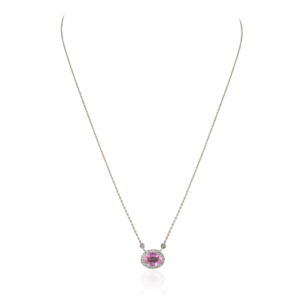 14K Pink Sapphire Pendant Necklace - vrjewels-us