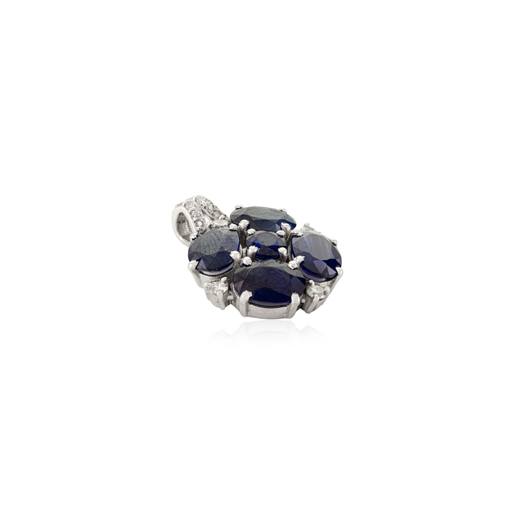 18K White Gold Blue Sapphire Midnight Bloom Pendant Image