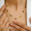 18K Gold Tourmaline Gemstone Station Necklace Thumbnail