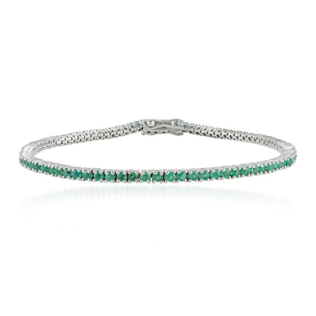 18K Gold Emerald Sleek Bracelet Image