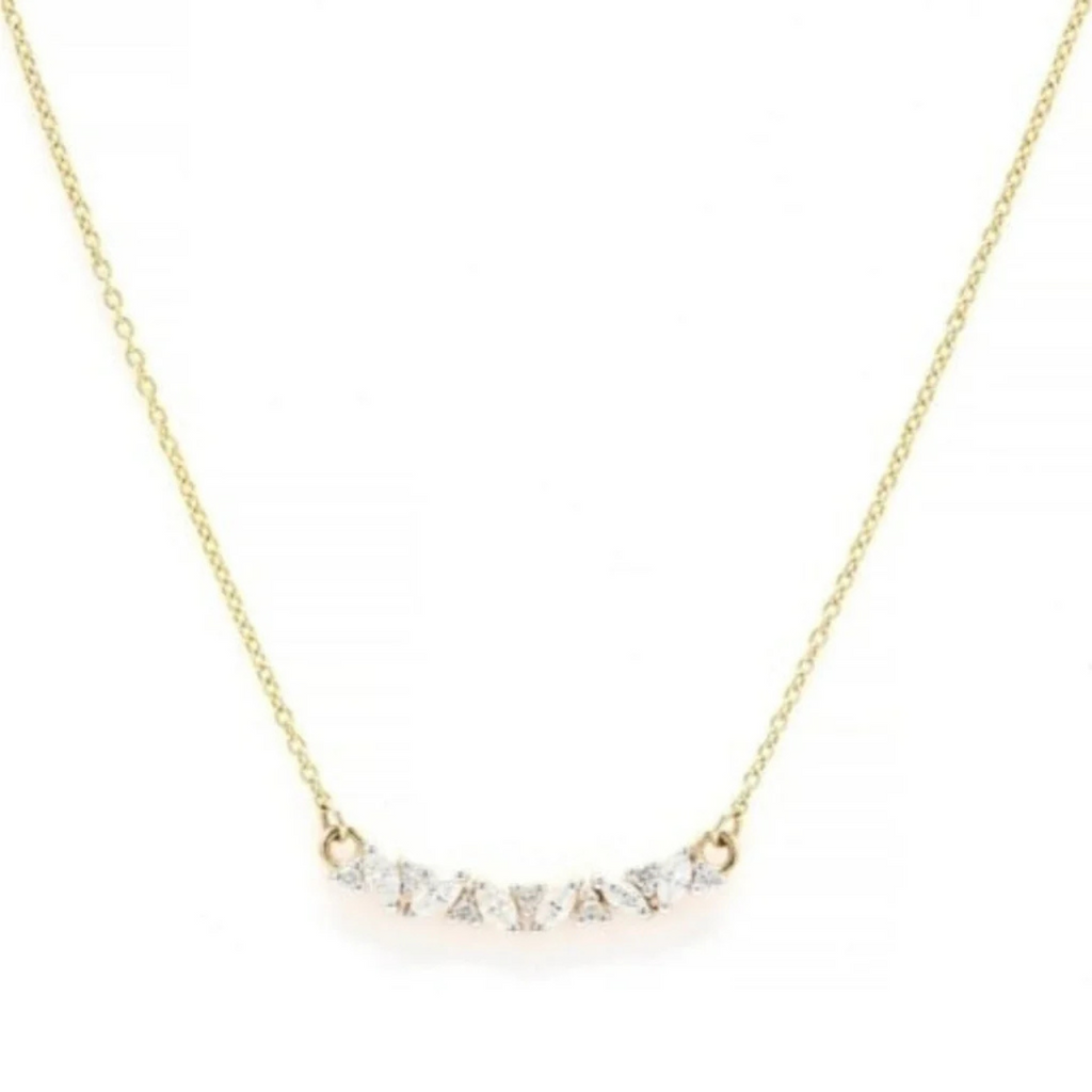 14K Diamond Bar Pendant Necklace Image