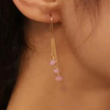 18K Gold Droplets Pink Sapphire Dangle Earrings Thumbnail