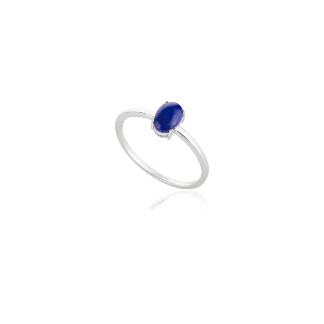 18K White Gold Lapis Lazuli Ring