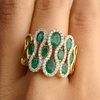 14K Solid Yellow Gold 2.16 Carat Emerald Diamond Cluster Ring Thumbnail