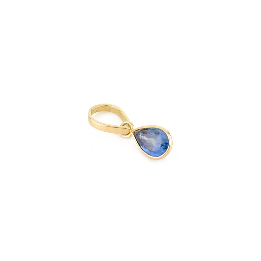 14K Solid Yellow Gold Teardrop Charm Pendant Image