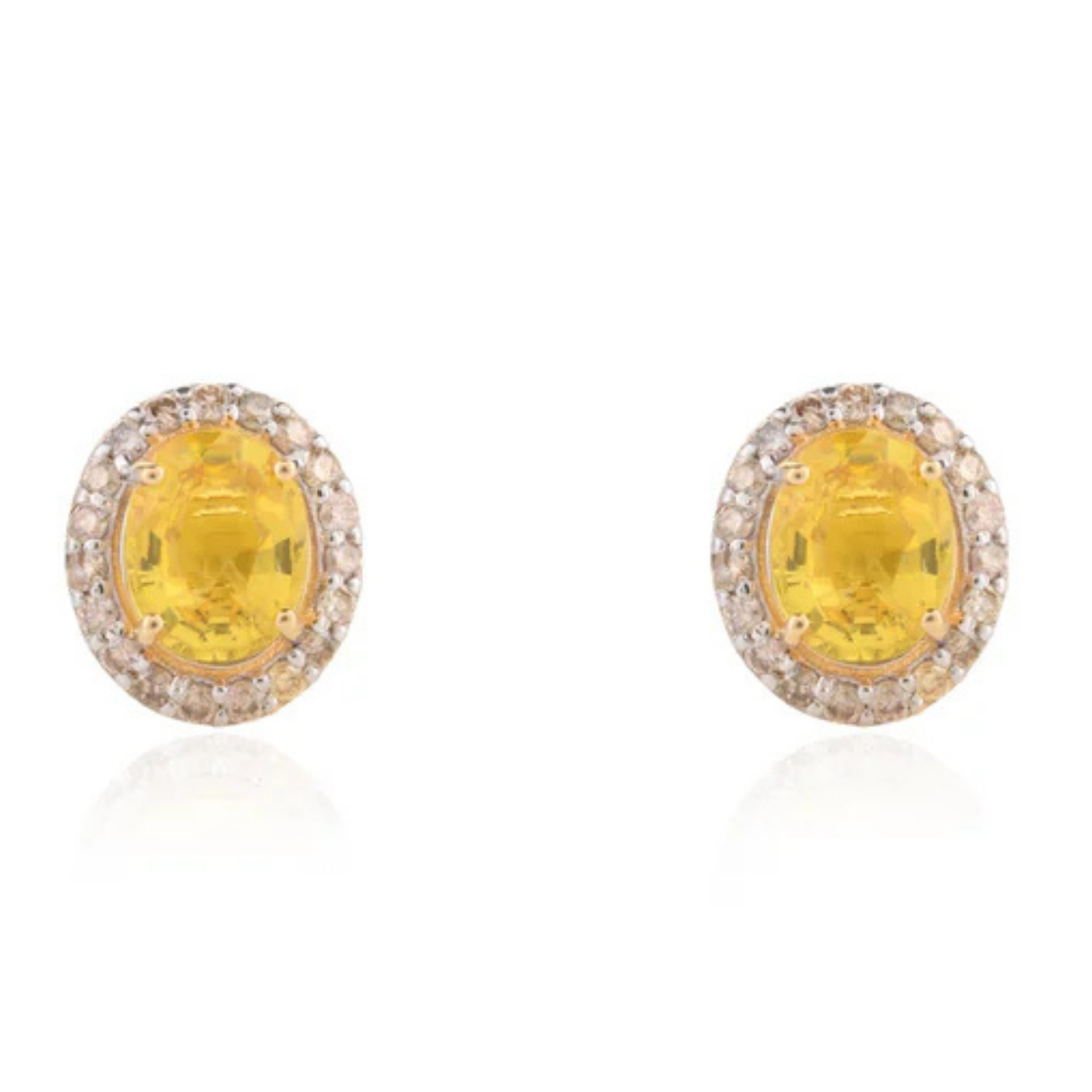 18K Gold Yellow Sapphire Oval Studs