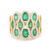 14K Solid Yellow Gold 2.16 Carat Emerald Diamond Cluster Ring Thumbnail