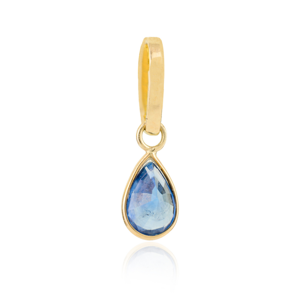 14K Solid Yellow Gold Teardrop Charm Pendant Image