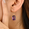 18K Solid Yellow Gold Amethyst Dangle Earrings Thumbnail