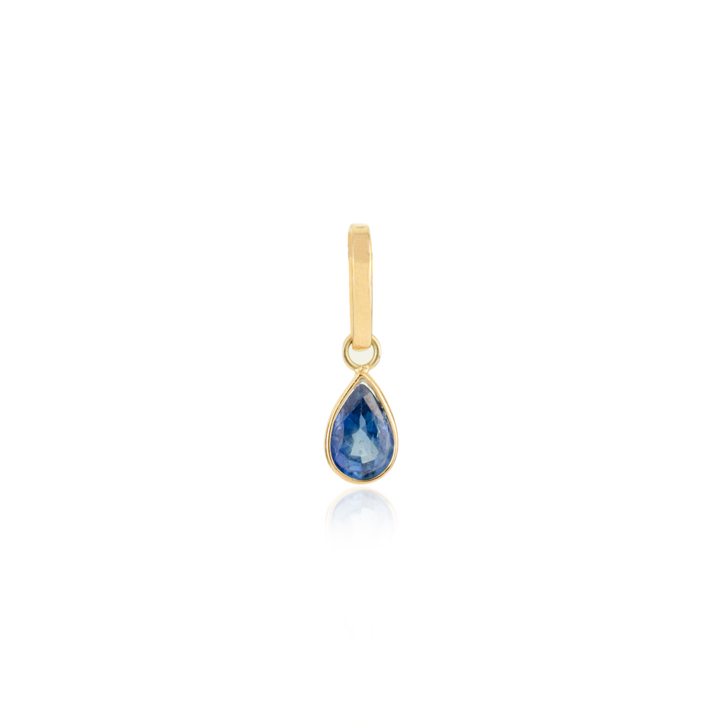 14K Solid Yellow Gold Teardrop Charm Pendant Image