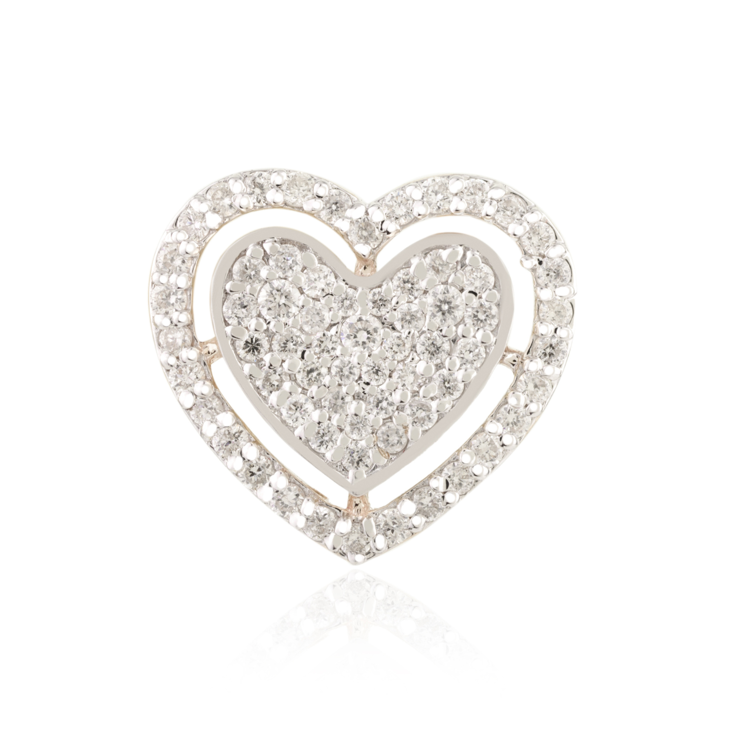18K Solid Yellow Gold Heart Diamond Pendant