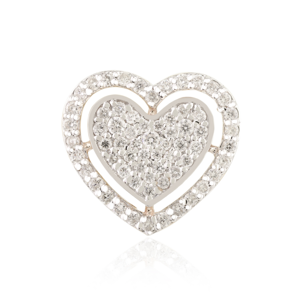 18K Solid Yellow Gold Heart Diamond Pendant Image