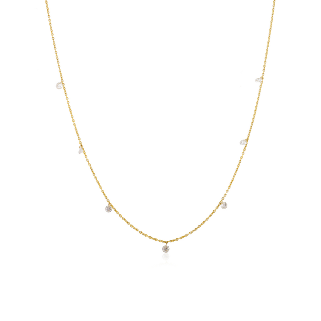 18K Gold Dewdrop Natural Diamond by the Yard Chain Necklace Image