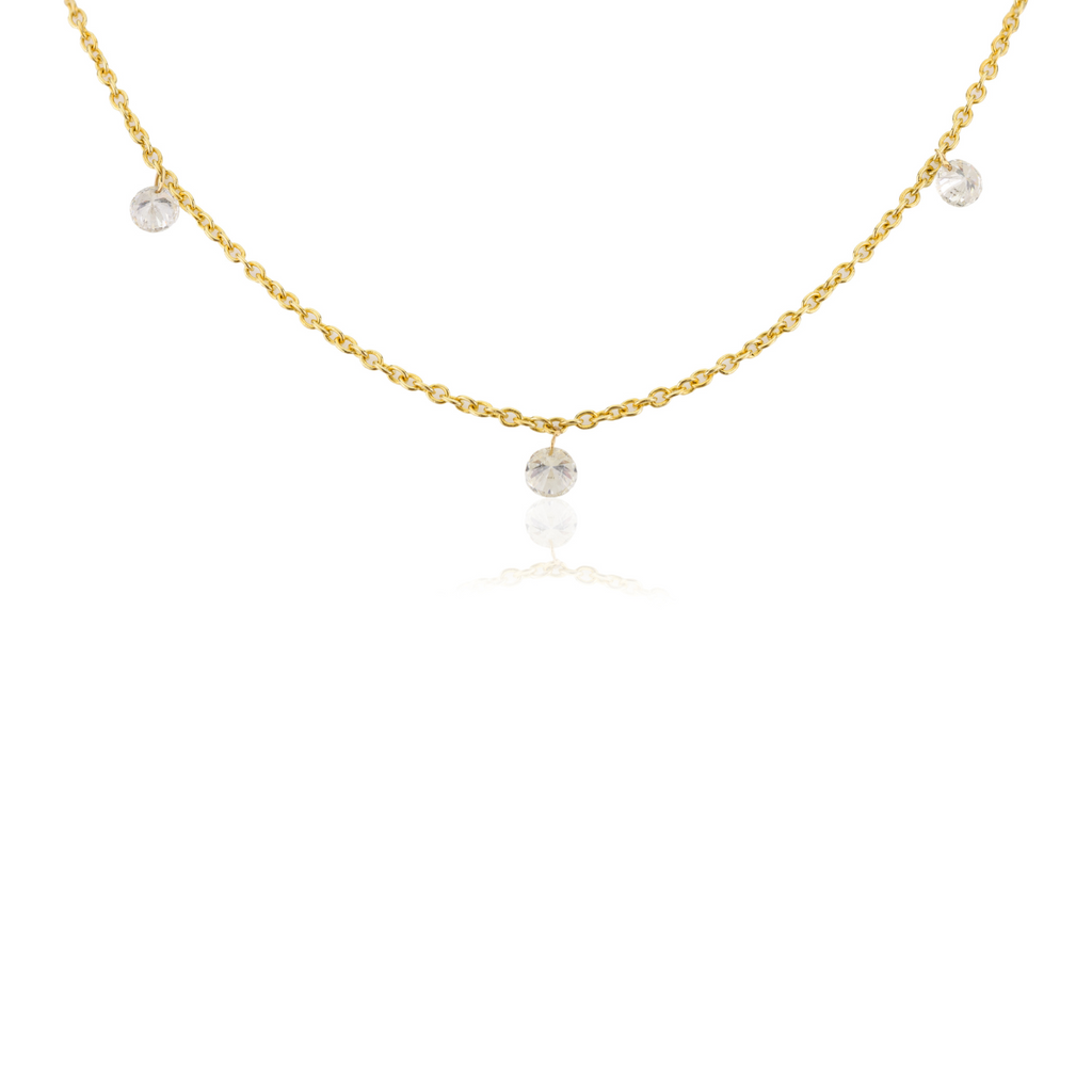 18K Gold Dewdrop Natural Diamond by the Yard Chain Necklace Image