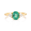 14K Solid Yellow Gold Emerald Diamond Statement Ring Thumbnail