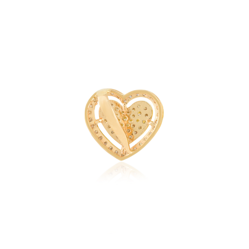 18K Solid Yellow Gold Heart Diamond Pendant Image
