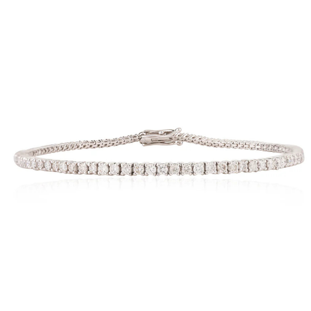 18K Gold Dainty Diamond Tennis Bracelet Image