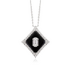 18K Art Deco Inspired Black Onyx Diamond Pendant Necklace Thumbnail