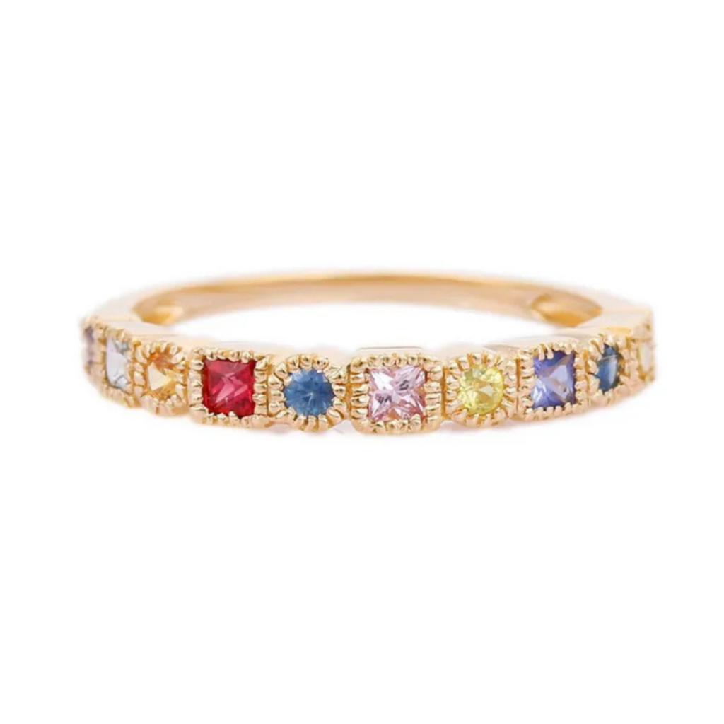 18K Gold Rainbow Sapphire Ring Image