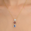 18K Yellow Gold Multi Gemstone Pendant Necklace Thumbnail