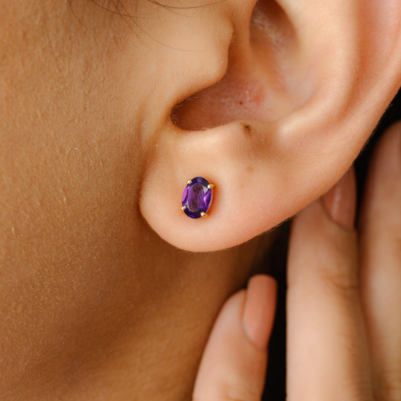 14k Gold Amethyst Studs - vrjewels-us