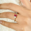 14K Solid Gold Ruby Diamond Toi et moi Ring Thumbnail