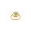 18K Yellow Gold Emerald Double Halo Diamond Ring Thumbnail
