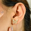 14K Yellow Gold Diamond Butterfly Stud Earrings Thumbnail