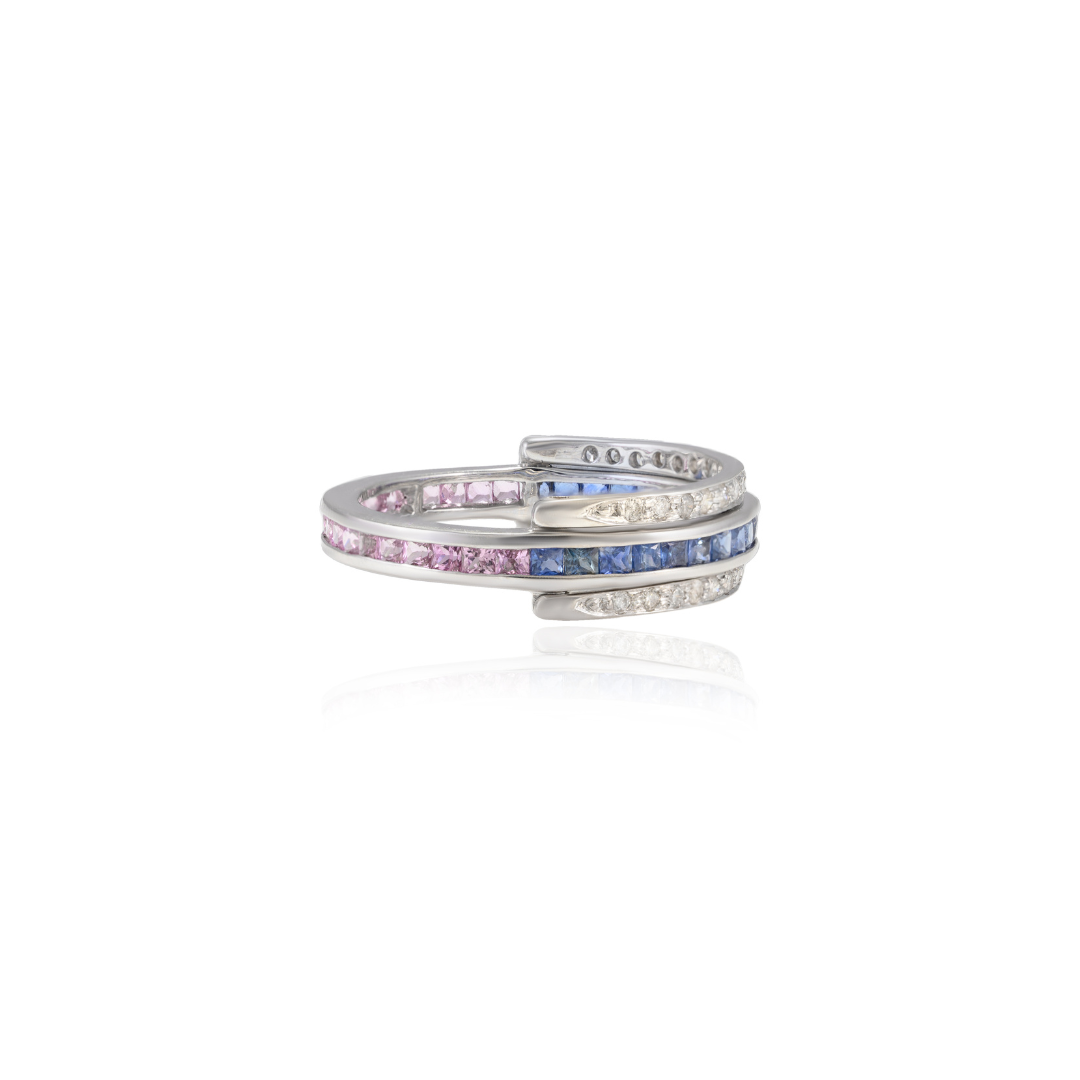 18K Multi Sapphire Diamond Convertible Magic Ring