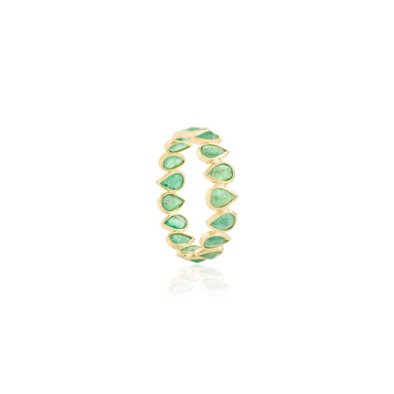 1.78 Ct Pear Cut Natural Emerald Full Eternity Band Ring