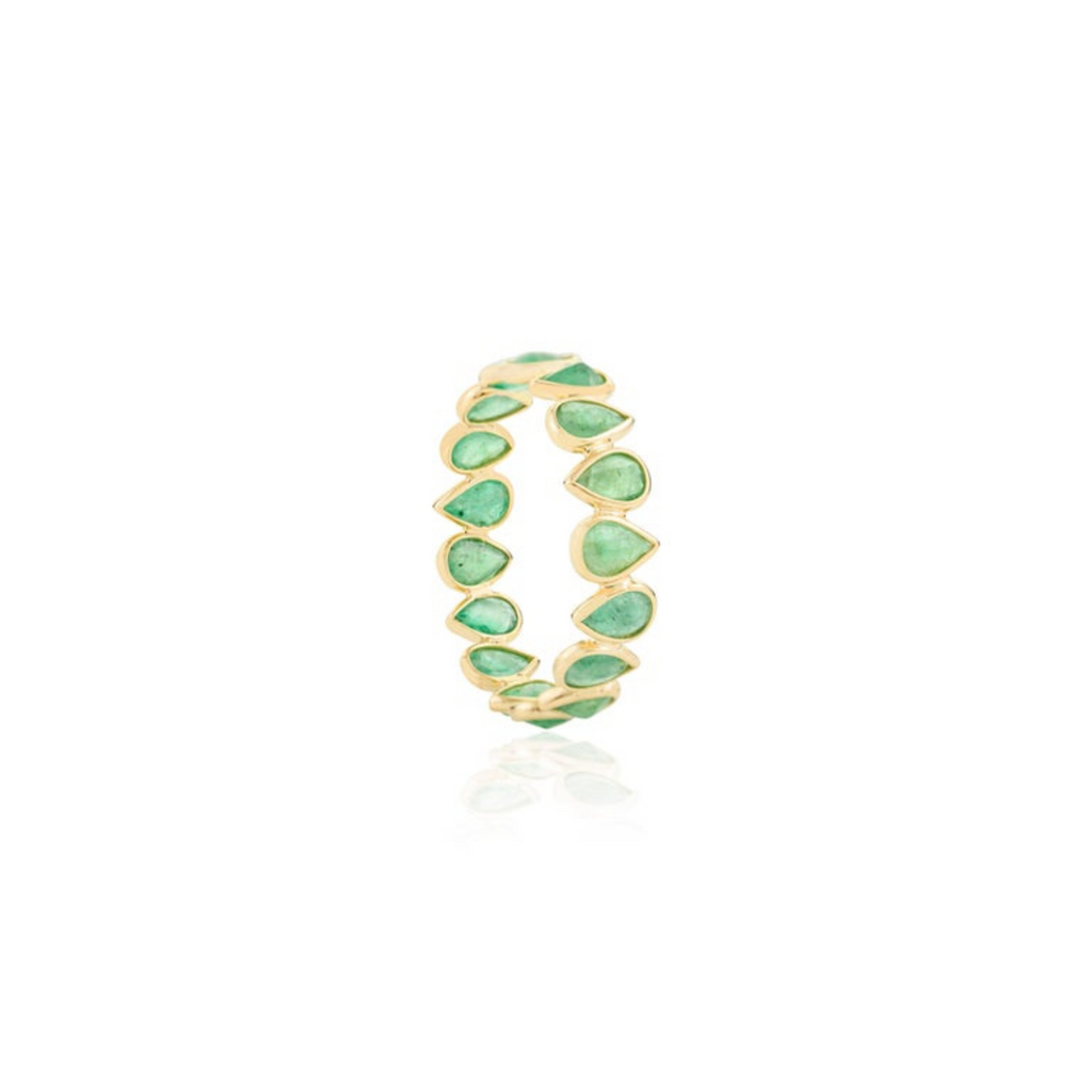 1.78 Ct Pear Cut Natural Emerald Full Eternity Band Ring Image