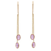 18K Gold Pink Sapphire Chain Dangle Earrings Thumbnail