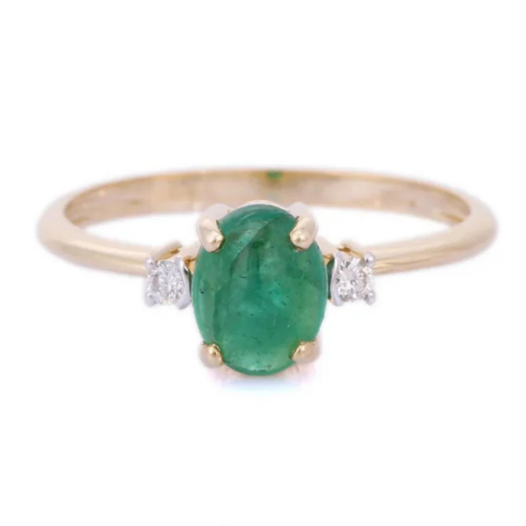 18K Yellow Gold Emerald Ring Image