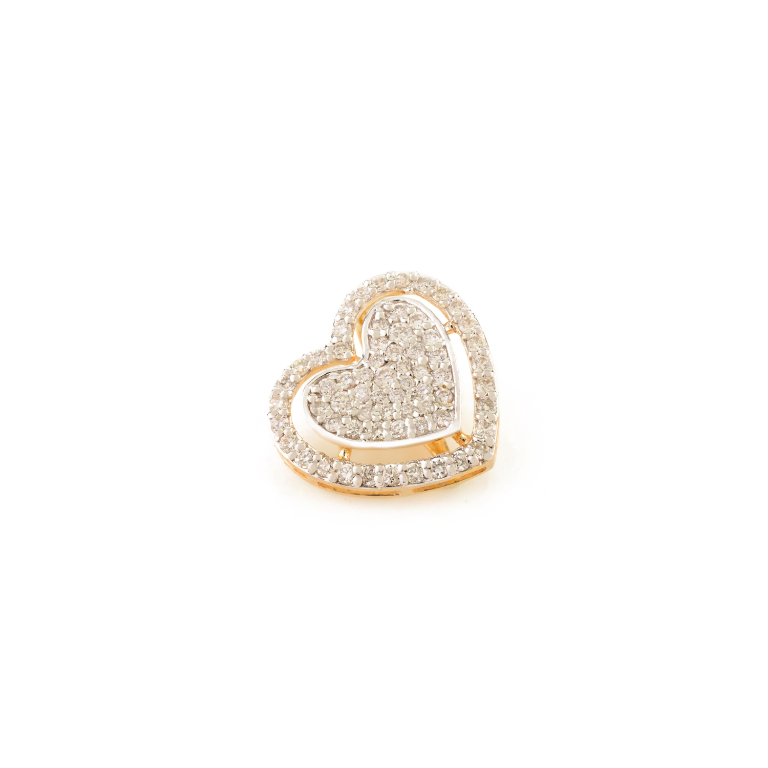 18K Solid Yellow Gold Heart Diamond Pendant