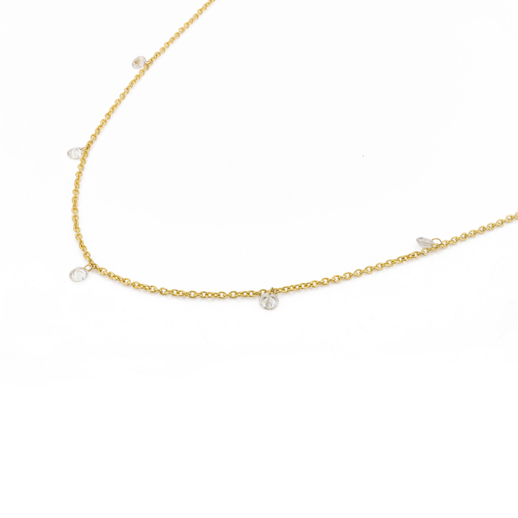 18K Gold Dewdrop Natural Diamond by the Yard Chain Necklace Image