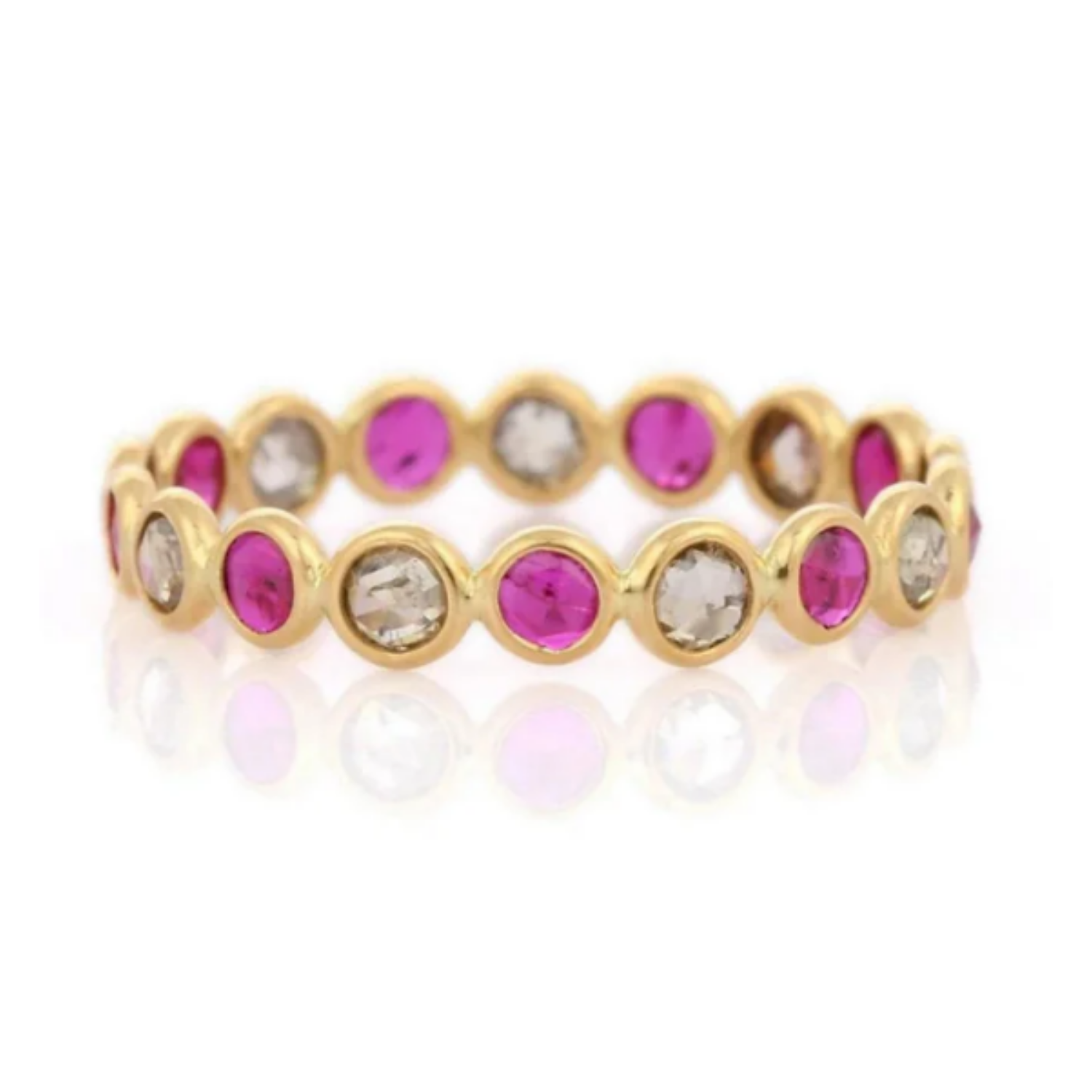 18K Gold Ruby Diamond Eternity Band