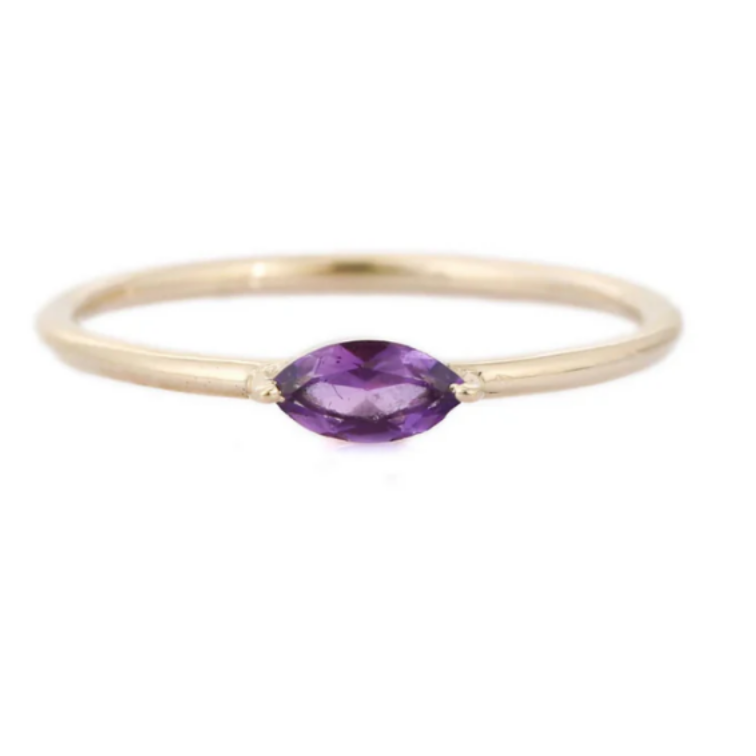 14K Gold Amethyst Stacking Ring