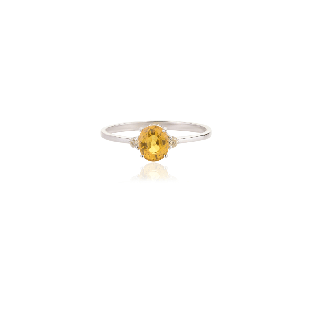 18K White Gold Yellow Sapphire Ring