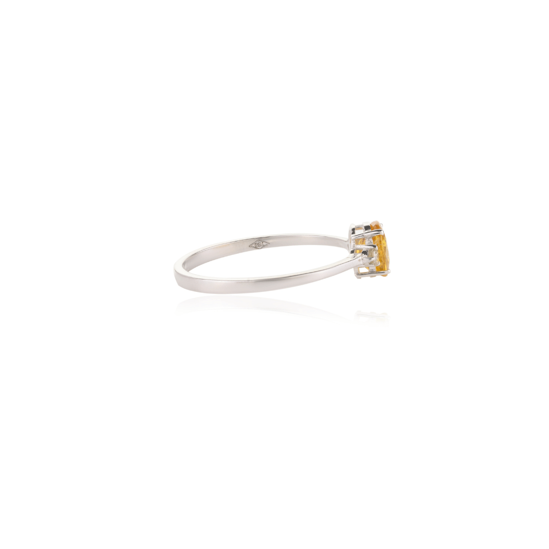 18K White Gold Yellow Sapphire Ring