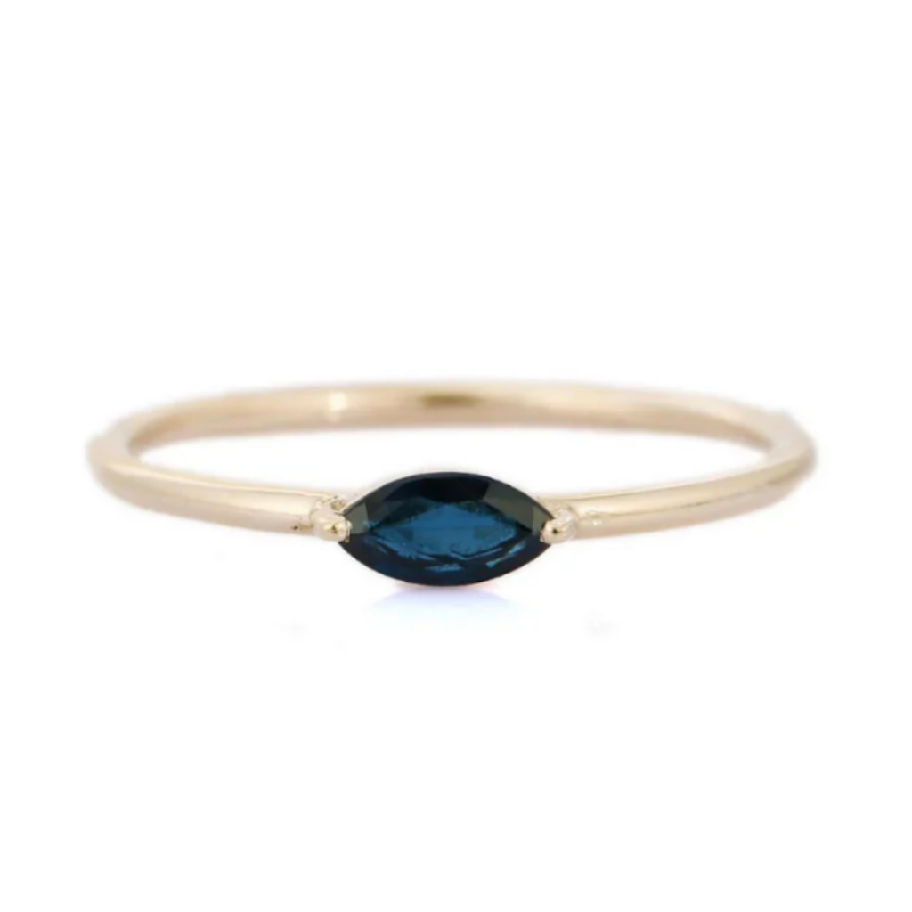 14K Gold Blue Sapphire Dainty Ring Image