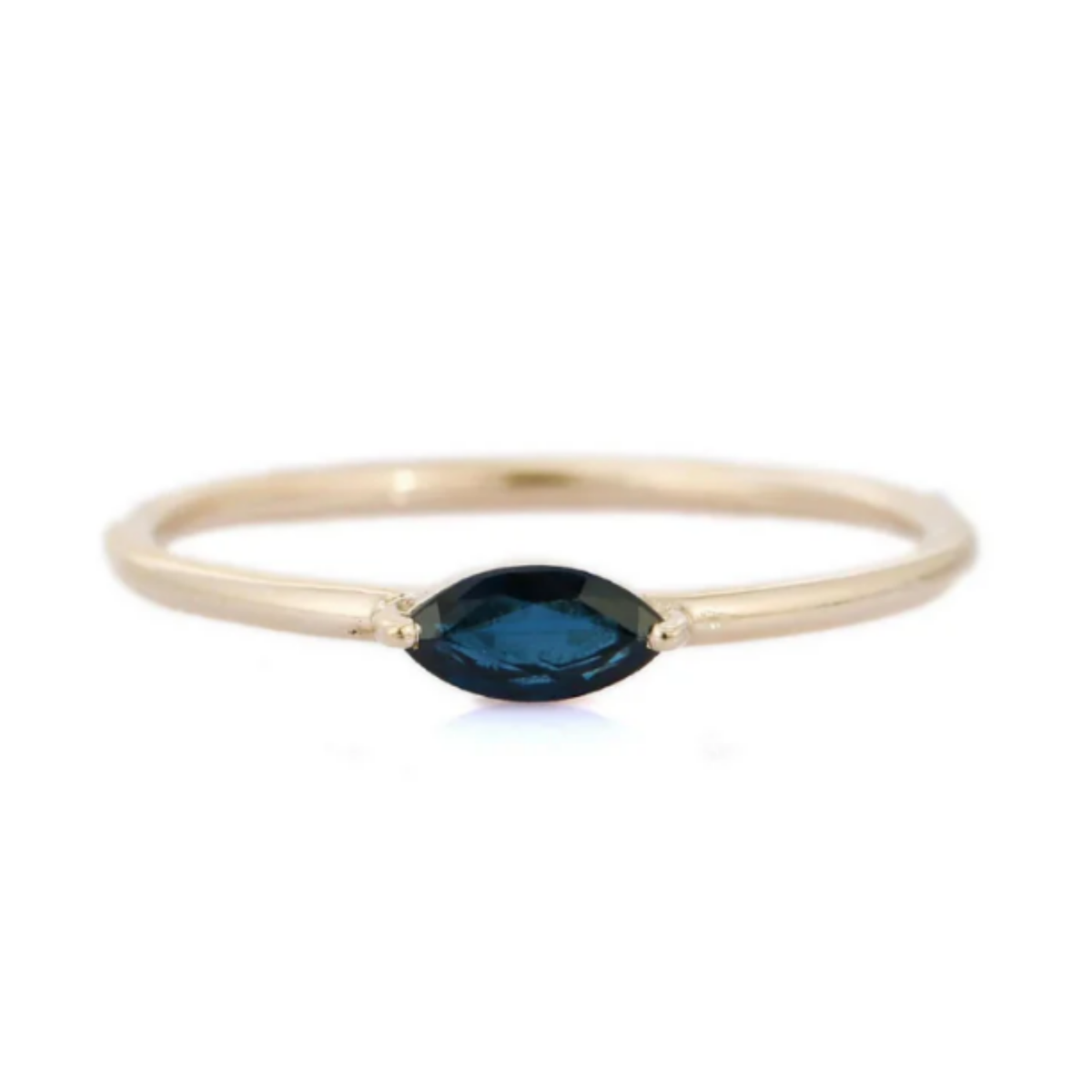 14K Gold Blue Sapphire Dainty Ring