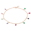 18K Gold Ruby Sapphire Emerald Charm Bracelet Thumbnail