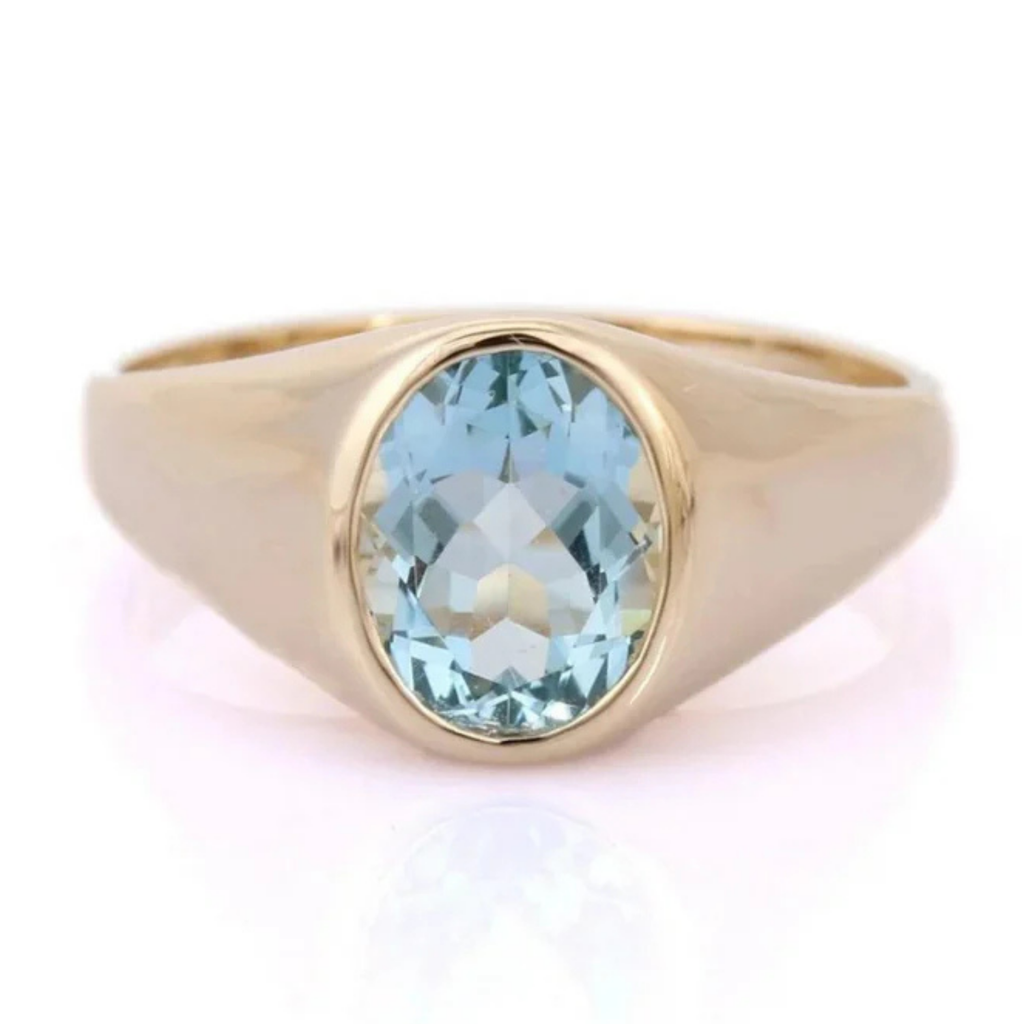 14K Yellow Gold Aquamarine Ring Image